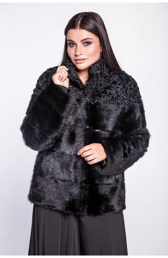 Куртка из меха сурка и каракуля. Арт. 216001. Размер 46 (М)б 58 (3XL).