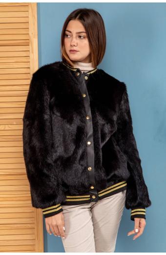 Куртка-бомбер из меха сурка. Арт. 216007. Размер 52 (XL).