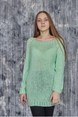 Hand-knitted angora jumper.
